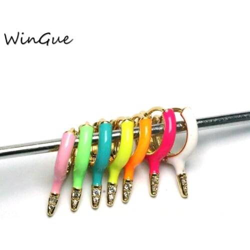 Copper Trendy Enamel Hoop Earrings Geometric for Women Brincos Neon Color Hoops Gift Fit Party Jewelry