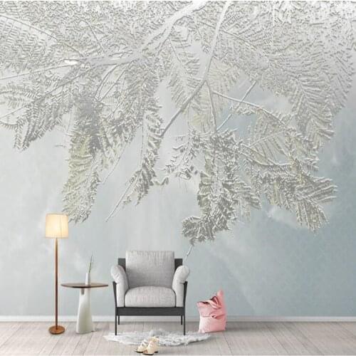 Milofi custom 3D watercolor plant leaves large TV bedroom background wallpaper mural