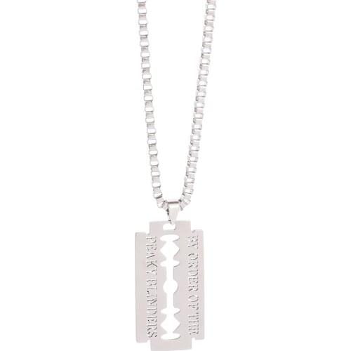 Peaky Blinders Bloodbath Gangster Razor Party Blade Necklace Mens Stainless Steel Alloy Pendant Hip Hop Rock Style Necklace