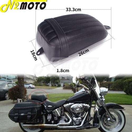 Motorcycle Black PU Grid Rear Passenger Seat Cushion Pad w/ Brackets For Harley Softail Slim FLSL / Street Bob FXBB 2018-2020