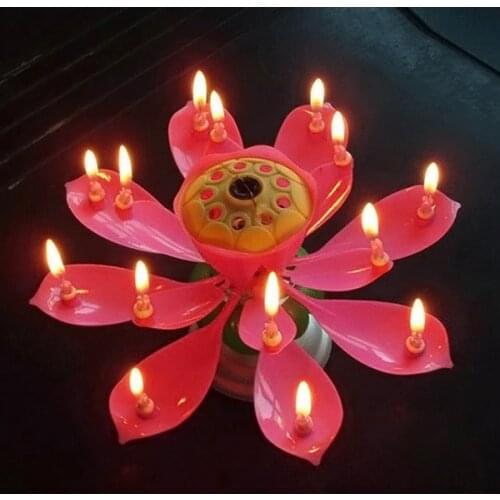 Joy Singing Music Birthday Candle Monolayer Lotus Candle Flowering Music Candle CLH@8