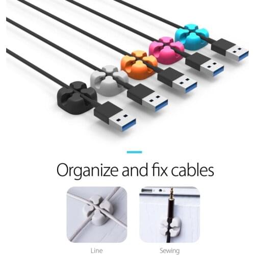 Soft Silicone Cable Winder Cable Manager Fixing Clip Cable Organizer Suitable For Earphone Mouse Cable Data Cable Cable Winder