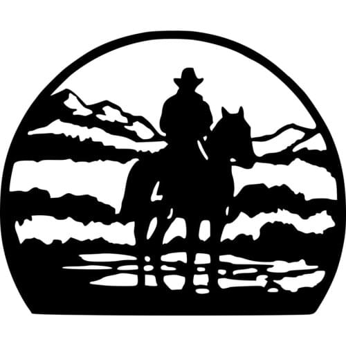 Lone Ranger Mountain Horse Riding Sticker High Quality Car Decoration Personality PVC Waterproof Decal Black/White, 20cm*16cm
