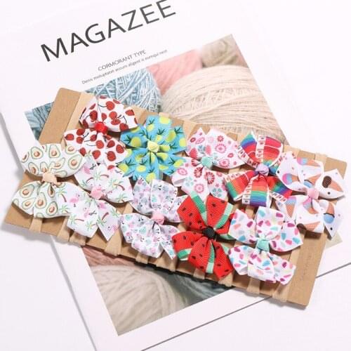 New Baby Girl Cute Prints Bows Headband 10pcs/set Hair Bow Accessories Set Baby Birthday Party Toddler Floral Nylon Headband