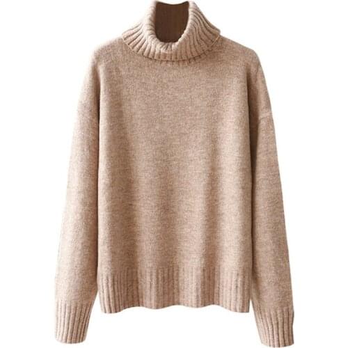 NYFS Autumn Winter Knitted Turtleneck Cashmere Sweater Casual Basic Pullover Jumper Batwing Long Sleeve Loose Tops