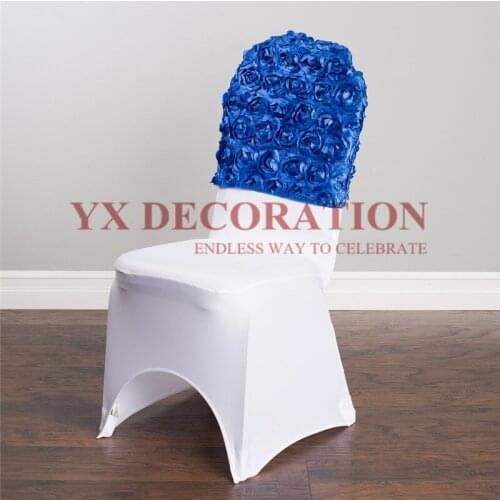 Wholesale Price Satin Rosette Chair Cap Hood Fit For Chair Cover Banquet Wedding Decoration