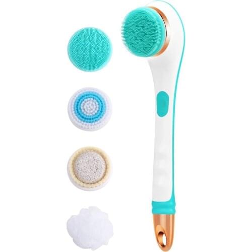Electric Bath Brush Massage Brush 4 in 1 Multifunctional Long Handle Back Rubbing Brush Bath Instrument