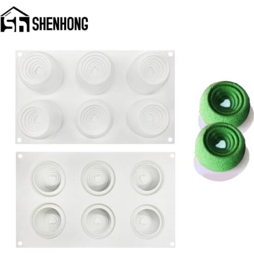 SHENHONG Love Heart Silicone Cake Mold Valentines Day Wedding Gift Muffin Pan Spiral Mousse Dessert Mould Pastry Baking Tray