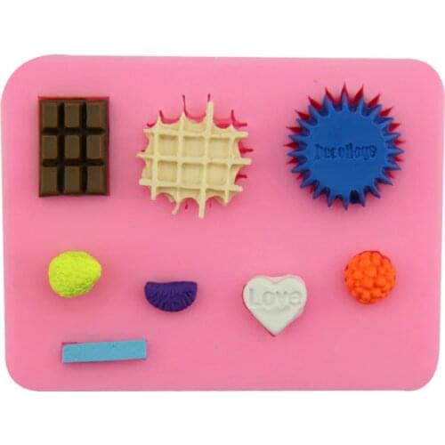 Waffle Dessert Love Silicone Chocolate Flip Sugar Cake Mold Gypsum Drop Soap Mould DIY Baking Decoration