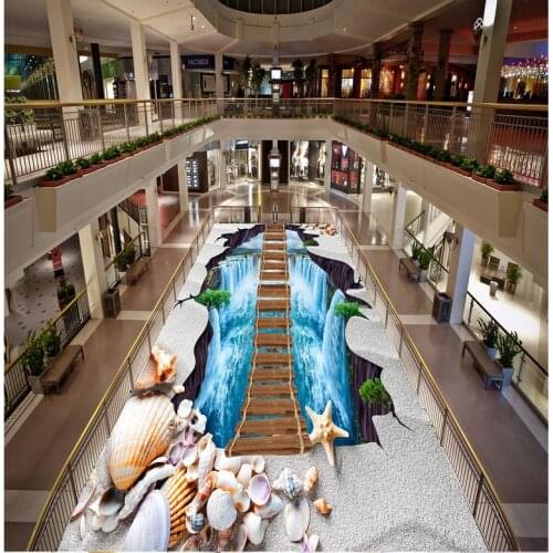 Modern Floor painting The 3 d floor falls bridge PVC Wall paper self-adhesive Floor mural