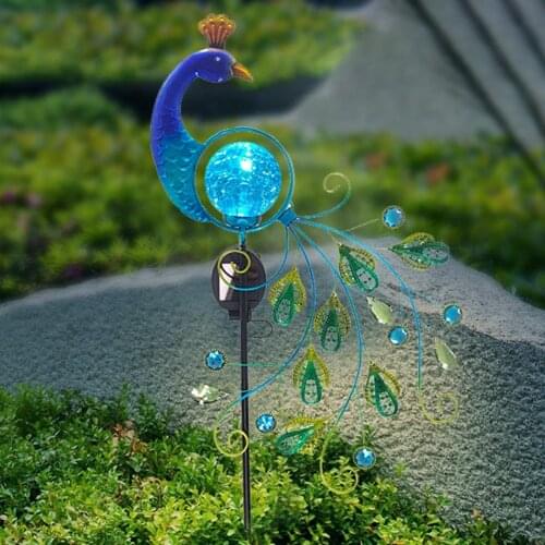 LED Solar Light Red Bird Peacock Lawn Stakes Lamps Yard Art Garden Decor for Home Courtyard Decoration