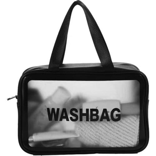 Large capacity portable travel wash skin care storage bag lazy portable waterproof Pu cosmetic bag transparent