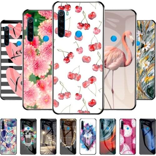Protective Case For Xiaomi Redmi Note 8 Case Tempered Glass Hard Funda For Xiaomi Redmi Note8 Phone Cover Luxury Painted Bumper