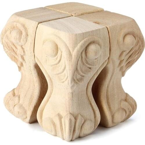 1Pcs Height10-25cm Wooden Furniture Legs, Solid Wood Sculpture Pattern for Sofa Bed Cabinet Table and Chair Replacement Feet