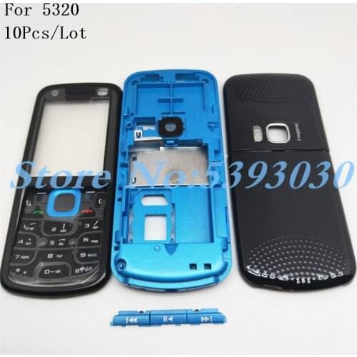10Pcs/Lot Original For Nokia 5320 Housing Cover Door Frame + Battery Back Cover + Keypad + Logo Replacement Parts
