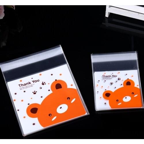 100Pcs Candy Cookie Opp Storage Gift Bag Plastic Cartoon Transparent Package Party DIY Handmade Baking Presents Biscuits Pouches