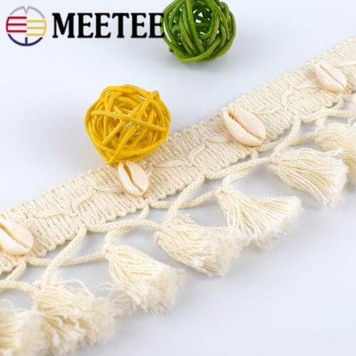 2Meters Meetee 6cm Cotton Tassel Lace Fringe Trim Handmade Shell Decoration DIY Hometextile Curtain Sewing Crafts Accessories
