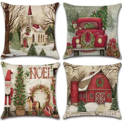 2pcs/set Christmas Festival Decorated Pillowcase Red Color Household Living Room Sofa Cushion Cover Pillowcase Home Textile