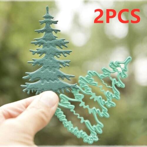 2PCS/Set Christmas Tree Cutout Metal Cutting Dies Stencils Die Cut For Kids DIY Scrapbooking Album Paper Card Embossing