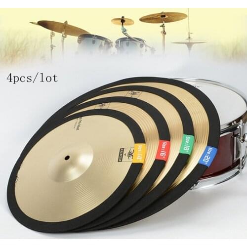 4pcs/lot 14 16 18 20 Inch High Quality Portable Polyester Fibre Cymbal Mute Circle Ring Drums Set Hi-hat Practice Silencer
