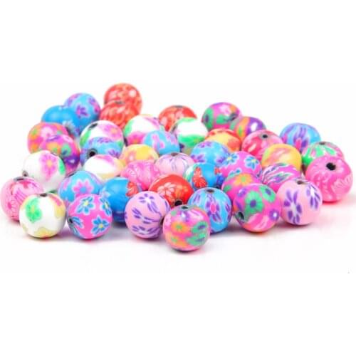 30pcs 10mm Clay Polymer Beads Spacer Loose Colorful Round Beads for Jewelry Making Bracelet Supplies DIY Necklace Accessories