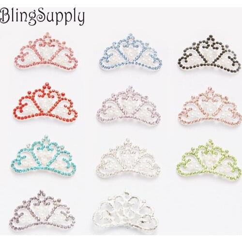 Free shipping 35*23mm pearl rhinestone crown tiara flatback mix colors 50PCS/LOT(BTN-5394)