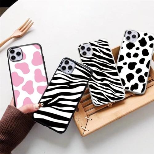 Cute White Black Cow Zebra Print Clip Art Case For Samsung Galaxy A21s A31 A41 A50 A51 A70 A71 S20 Ultra S10 S9 S8 Plus M51 M31s