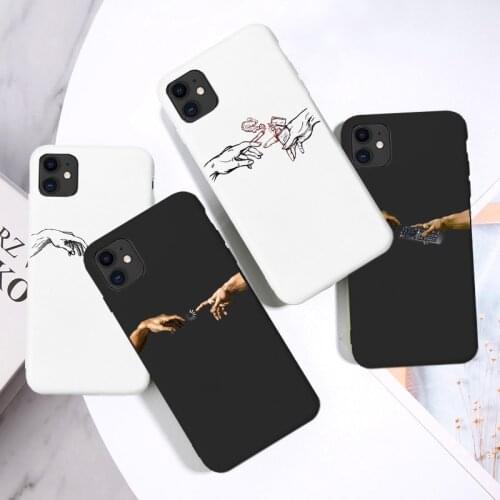 Funny Hand The Creation of Adam Phone Case for iPhone 12 8 7 6 Plus SE2020 Art Fresco Michelangelo for iphone X 11 pro XS MAX XR