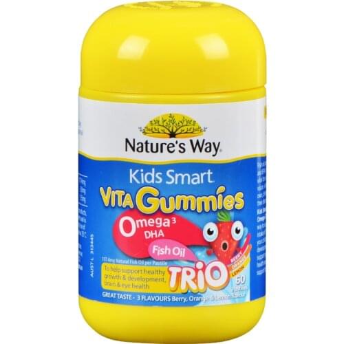 Australia NATURE’S WAY Kids Children Smart VITA GUMMIES OMEGA 3 DHA Fish Oil Healthy Growth Development Eye Brain Vision health