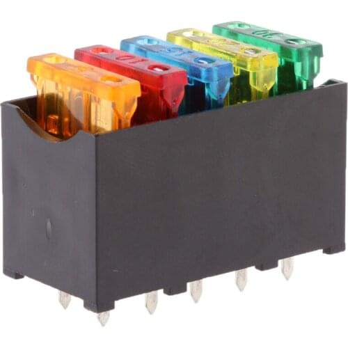 Dolity Car 5 Way Blade Fuse Box Holder Distribution Block Fusebox With ATC Fuses