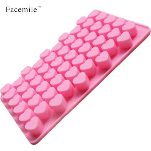 Facemile 55 Holes Mini Heart Candy Maker Molds Chocolate Mold Cake Jelly Ice Cube Mould for Valentines Day Holiday