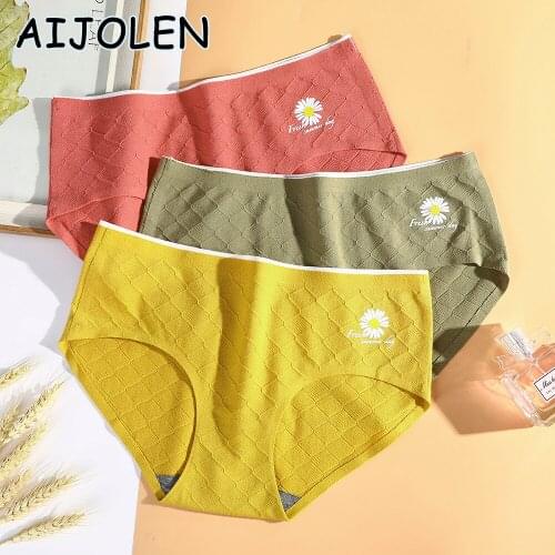 AIJOLEN Sure Color Chrysanthemum Cotton Underwear Womens Soft Underpants Cute Breathable Briefs Panties for Women