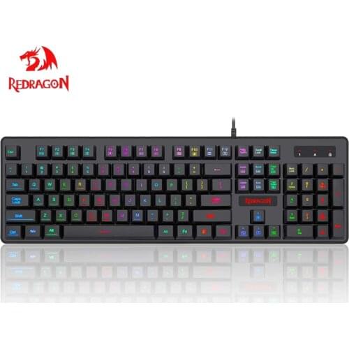 Redragon K509-RGB PC Gaming Keyboard 104 Key Quiet Low Profile RGB Keyboard Backlit Dyaus Mechanical Feel Keyboard For