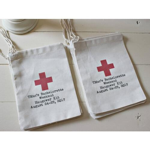 Custom Red Cross wedding Hangover Kit jewelry favor Bags Bachelorette hen bridal shower Champagne Party gift bag