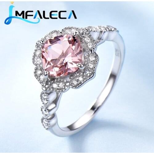 LMFALECA Cute Princess Pink Topaz Rings for Women 925 Silver Wedding JewelryGemstone Birthstone Romantic Ring Gift Dropshipping