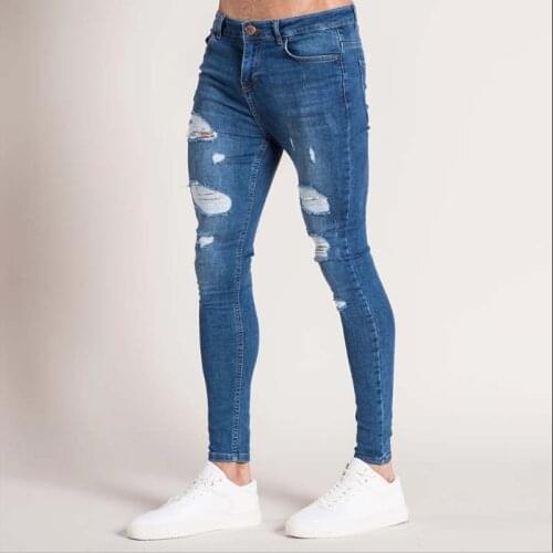Fashion Hip Hop Stretch Men Jeans Trousers Black Ripped Jeans men Skinny Slim Fit Casual Denim Y2k Pants Male Vintage Clothes