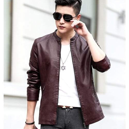 Mens thin jacket 2020 new mens leather jacket Korean style trendy slim jacket PU bomber jacket youth leather jacket hot new