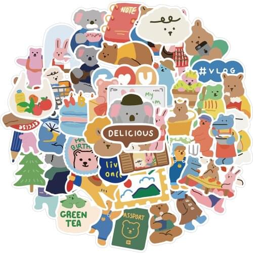10/30/50pcs Cute Cartoon Animal Graffiti Sticker Koala Bear Korean Kawaii DIY Scrapbook Notebook Phone Luggage Kids Sticker Toys