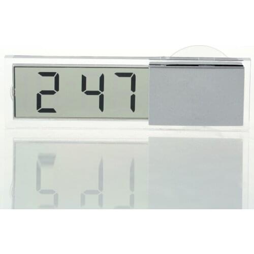 2017 New Arrival Proable Display Digital Car Electronic Clock Mini Durable Transparent LCD with Sucker