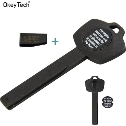 Okeytech New Car Key Insert Small Blade for BMW X5 X6 E93 E92 E60 Smart Key Shell With Chip ID44 Emergency Transponder Key Case
