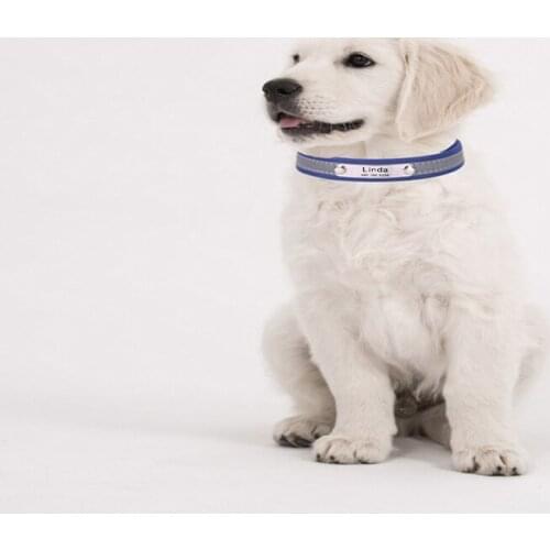Pet Dog Collars Personalized Custom Adjustable Reflective Collar Engraved Name ID Tags For Small Medium Large Dogs Pitbull Pugs