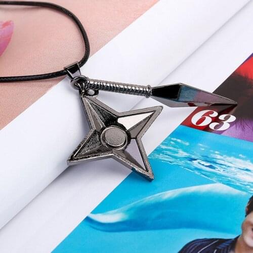 Anime Cosplay necklace Kunai-Shuriken Dart-Weapon Konoha Logo Uzumaki Leather Rope Ninja Pendant necklaces