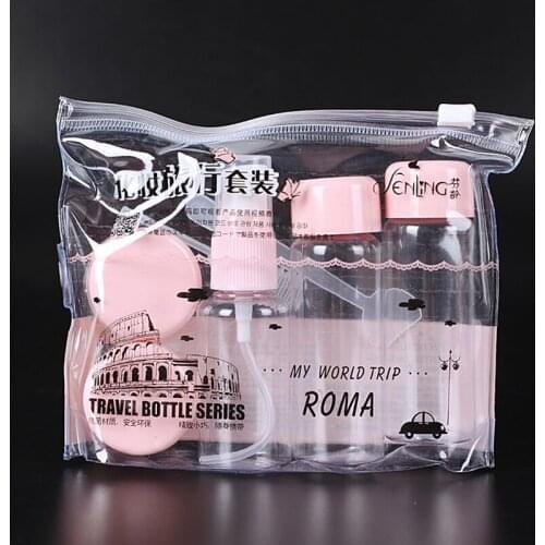 7pc/Set Travel Mini Makeup Cosmetic Face Cream Pot Bottles Plastic Transparent Empty Make Up Container Bottle Travel Accessories