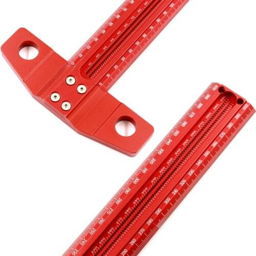 High-precision T-type Line Scriber Hole Scale Ruler Aluminum Alloy Marking Gauge for DIY Woodworking Carpenter Measuring Tools