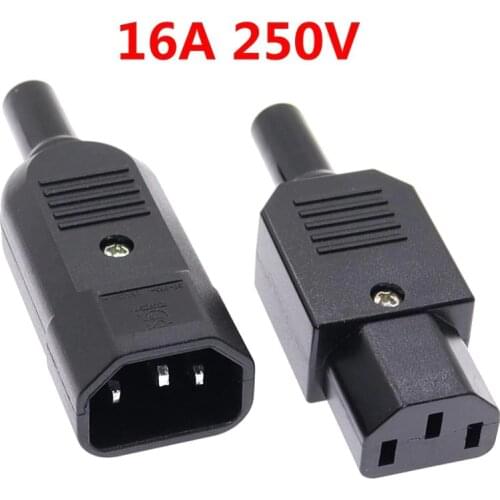 16A 250V IEC Straight Cable Plug Connector C13 C14 Female Male Plug Rewirable Power Connector 3 Pin AC Socket Industrial Plug