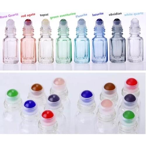 Dorerra 3ml gemstone rollers glass empty roll on octagonal bottle with jase/glass/steel roller perfume essential oil bottle 6ml