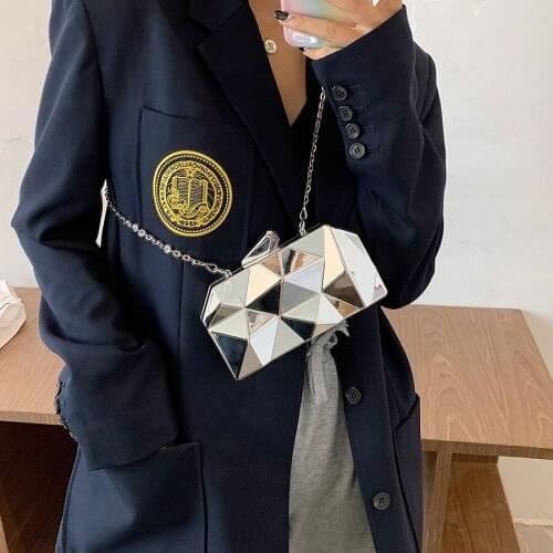 Mini Geometric Crossbody Evening Bag for Women 2021 New Fashion Purse Messenger Shoulder Bags Gold Box Party Clutch Handbags