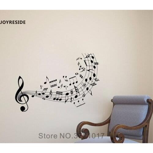JOYRESIDE Music Wall Treble Clef Notes Decal Vinyl Sticker Interior Art Home Kids Teen Living Room Bedroom Decor Decoration A102