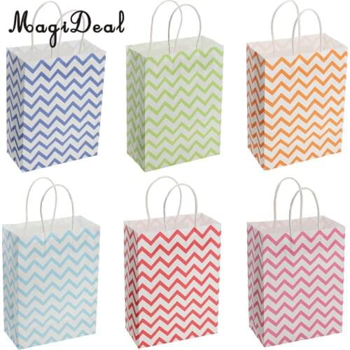12x Vintage Wave Paper Shopping Bags Merchandise Gifts Bags with Rope Handdles for Halloween Christmas Birthday Party