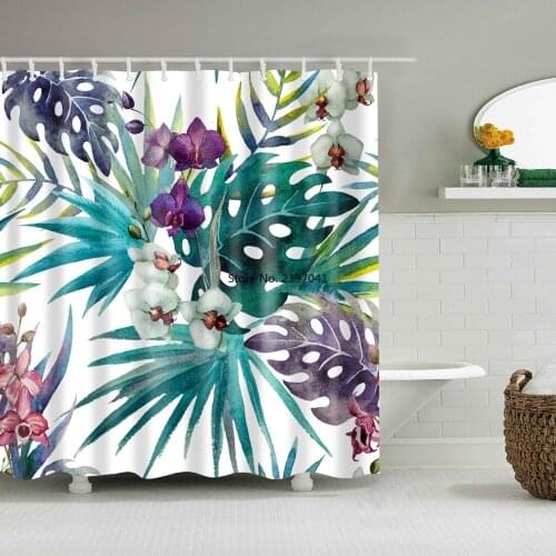 Flower Rose Waterproof Shower Curtain Waterproof Polyester Fabric Bathroom Curtains with 12 Hooks for Home Decorations